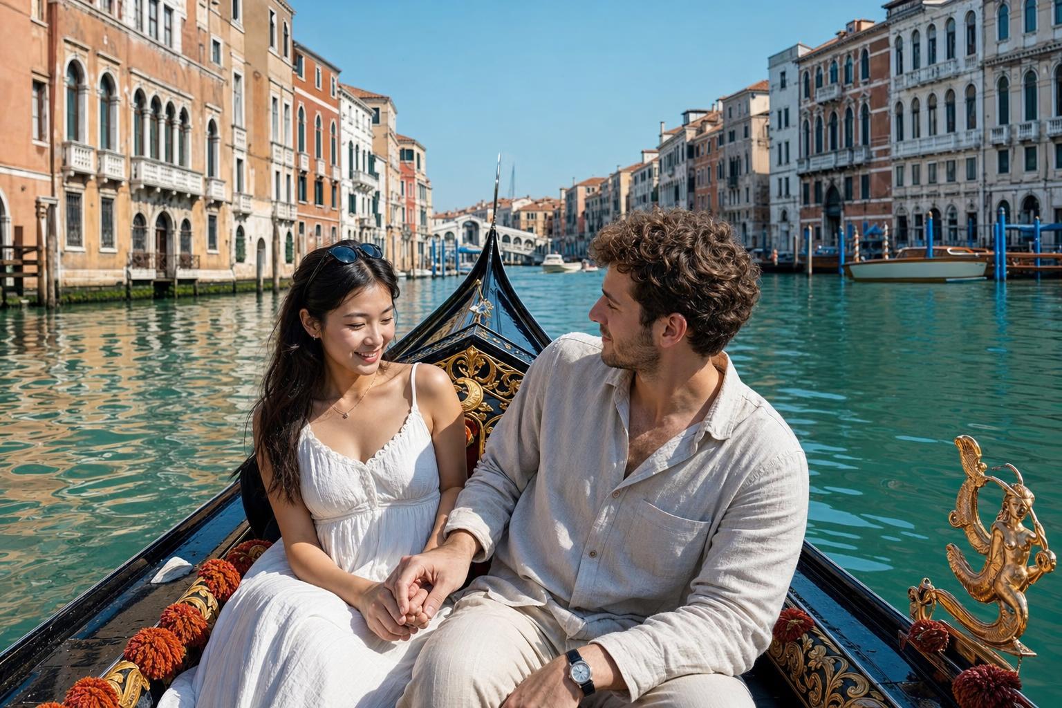 Romantic marriage proposal setting in Venice