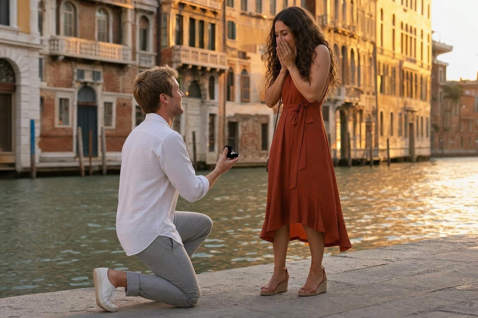 Golden hour proposal Venice - marriage proposal in Venice