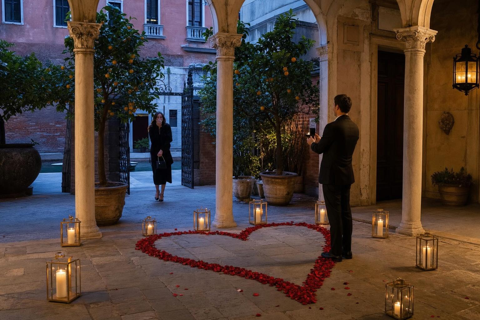 In a private courtyard - marriage proposal in Venice
