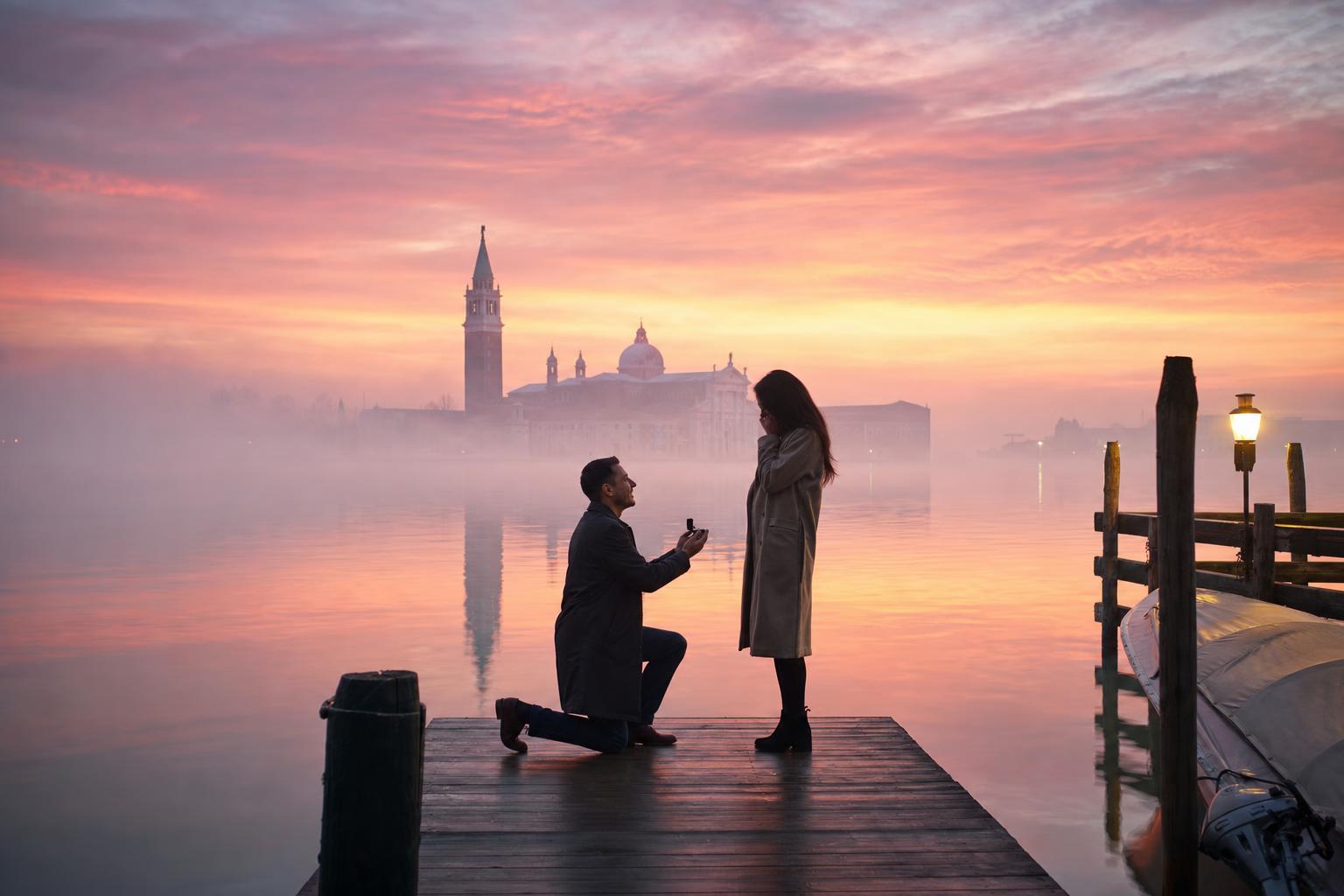 Sunrise proposal Venice - marriage proposal in Venice